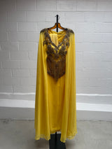 Yellow Chiffon Gown with Elaborately Beaded Bust