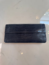 Navy Croc Clutch