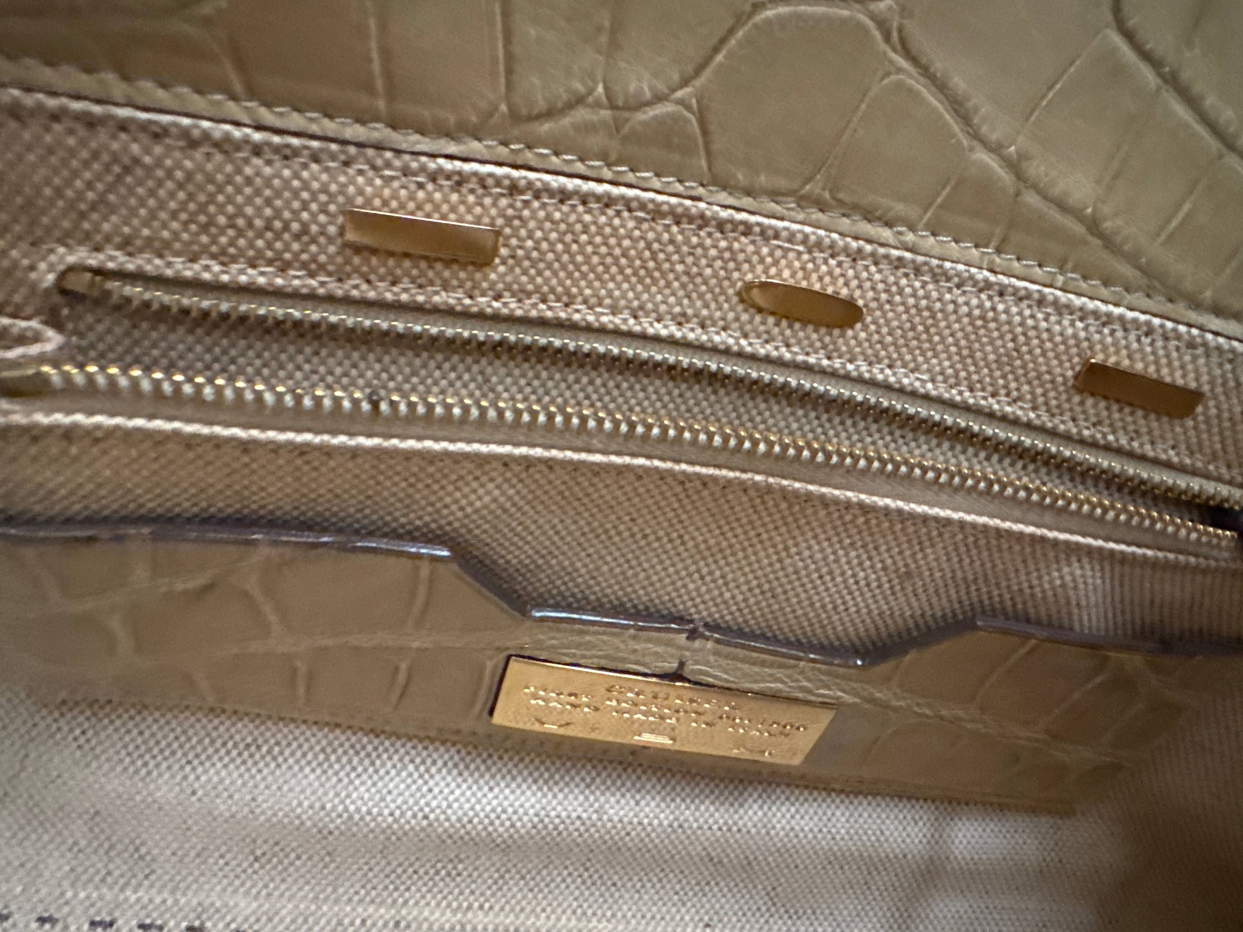 Beige Alligator Cruiser Handle Bag