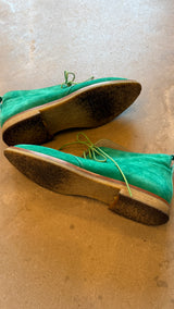 Green Suede Lace-Up Boots