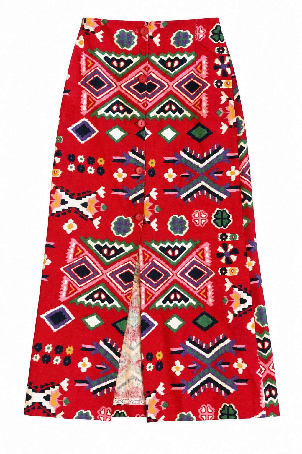 Red Tribal Geometric Skirt