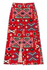 Red Tribal Geometric Skirt