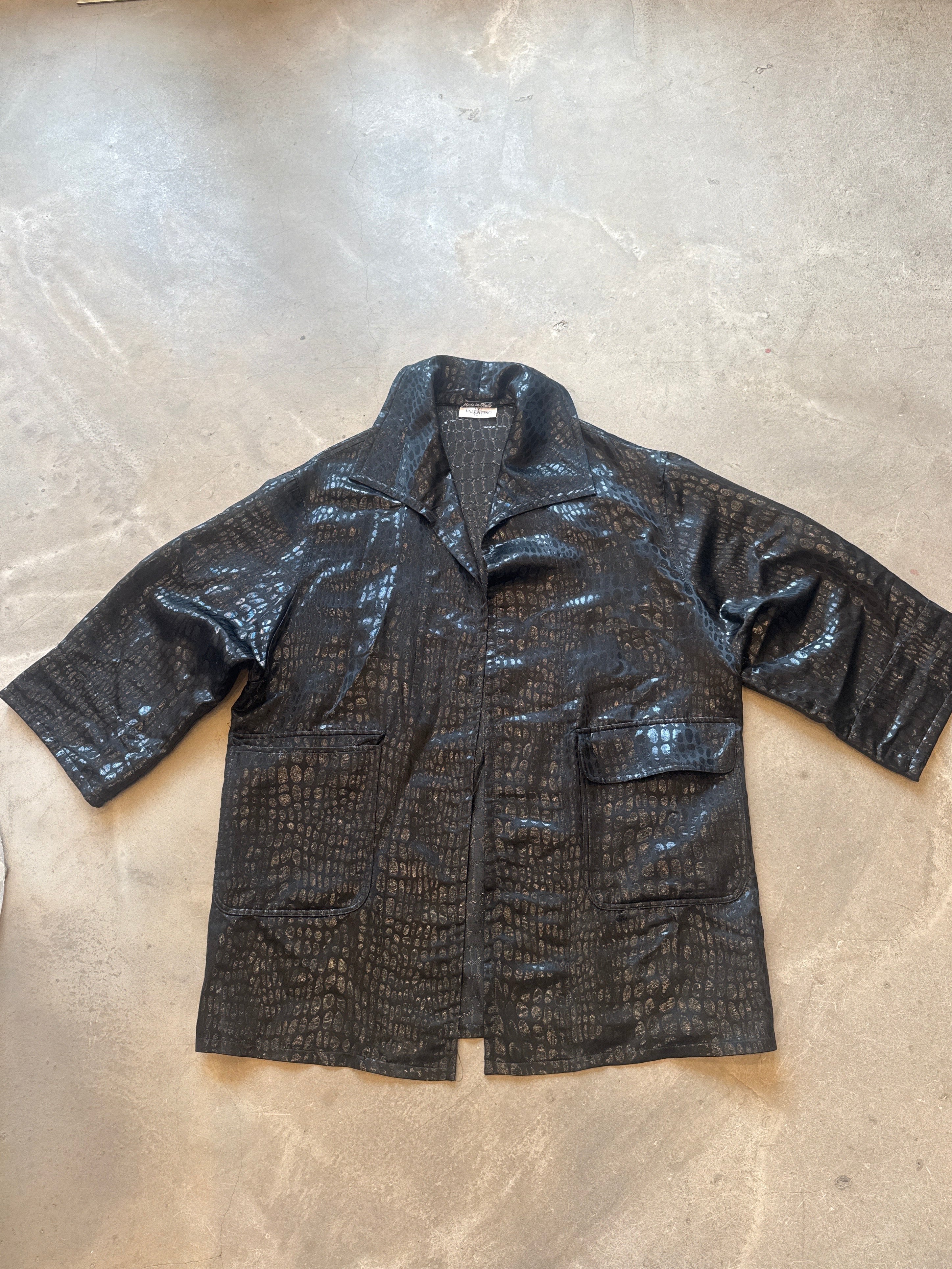 Black Croc Print Coat