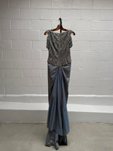 Beaded Gown with Metallic Mermaid Skirt