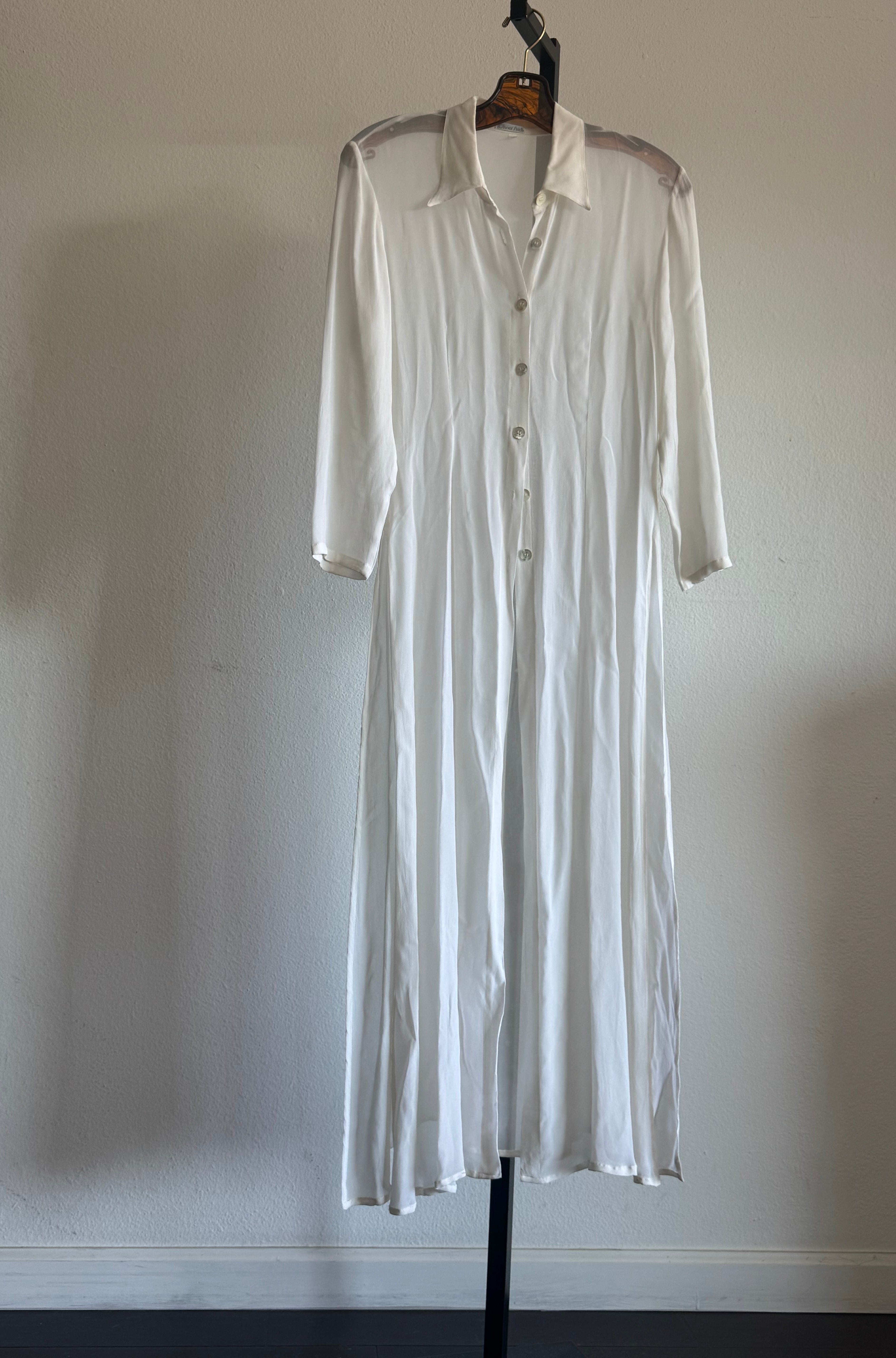 White Sheer Shirt Dress