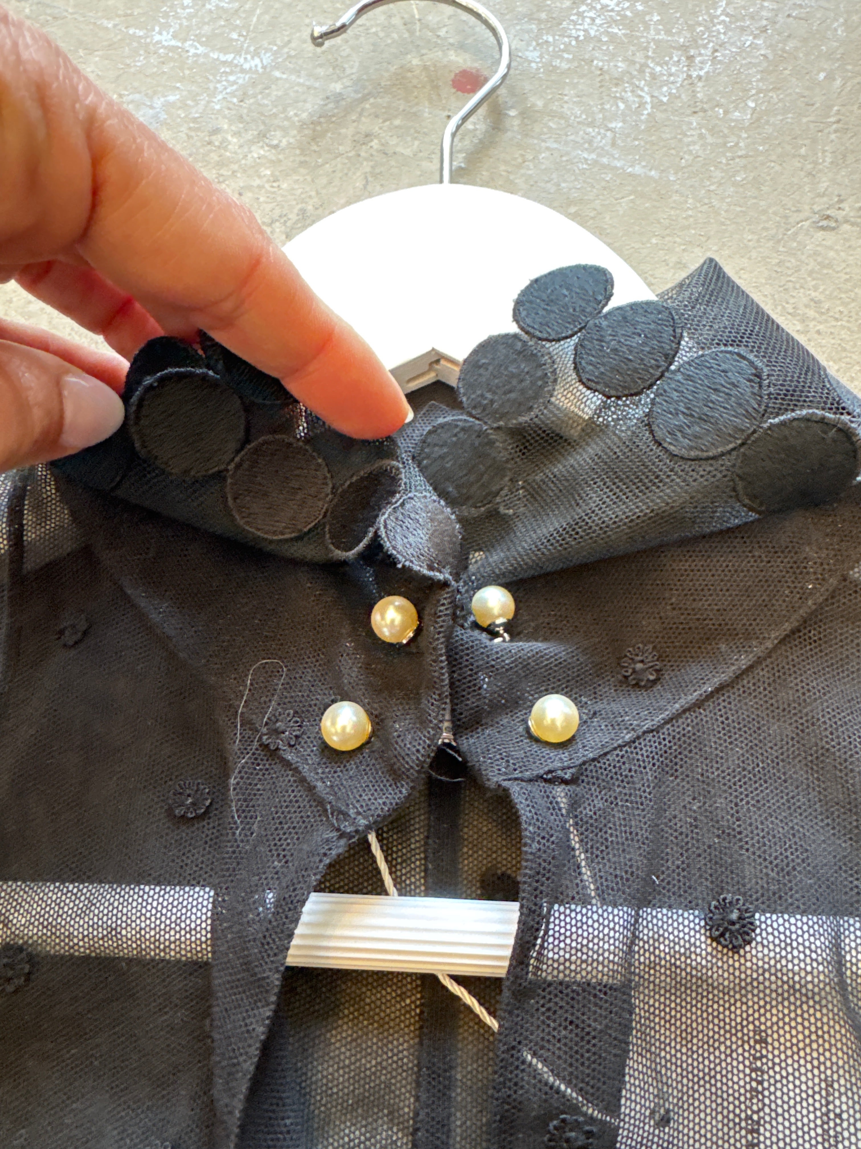 Lace Blouse with Pearl Closure