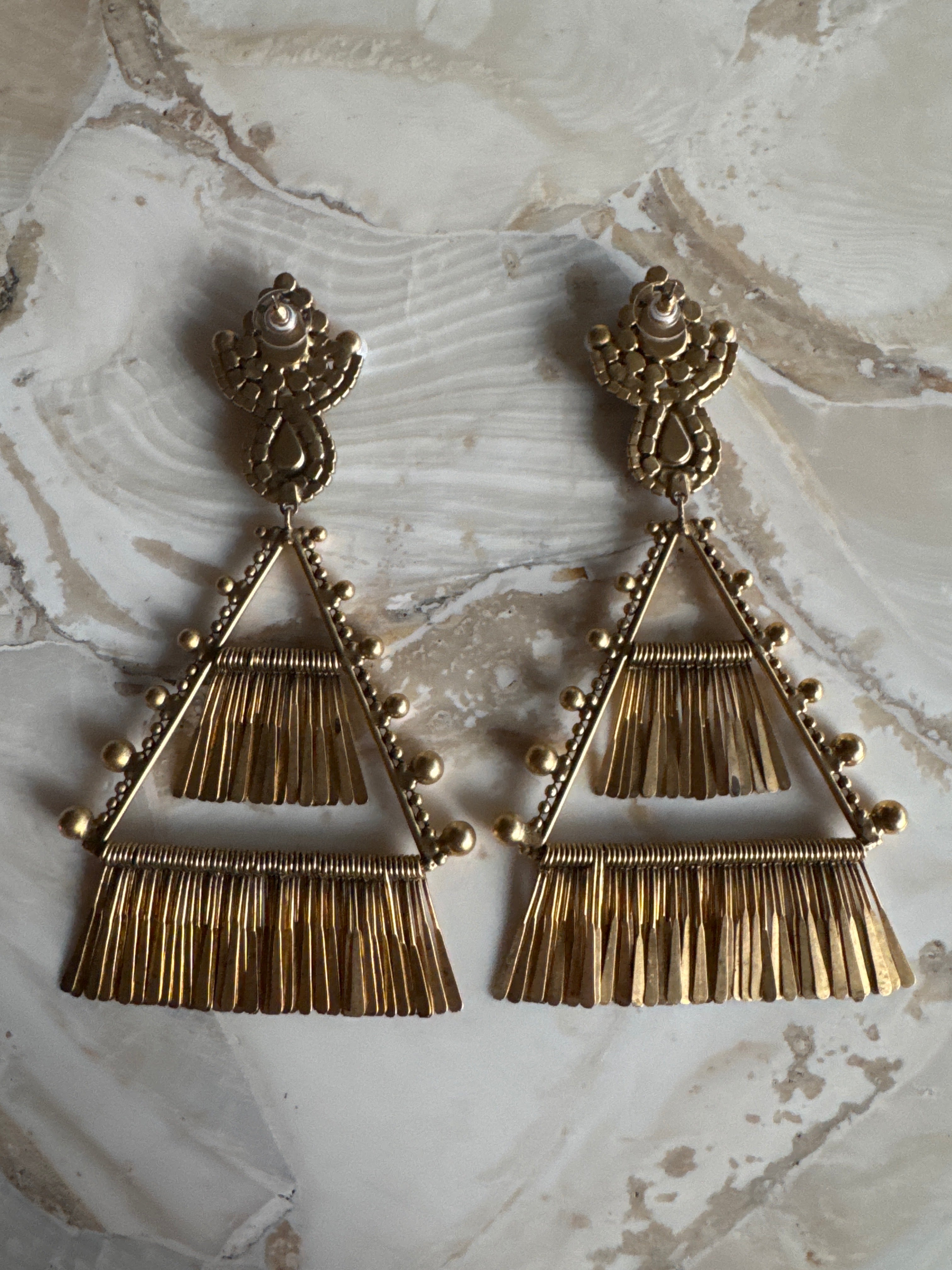 Huge Triangle Chandelier Earrings