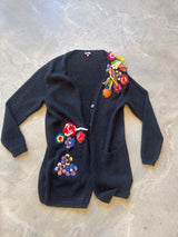 Alpaca & Wool Cardigan with Floral Embroidery