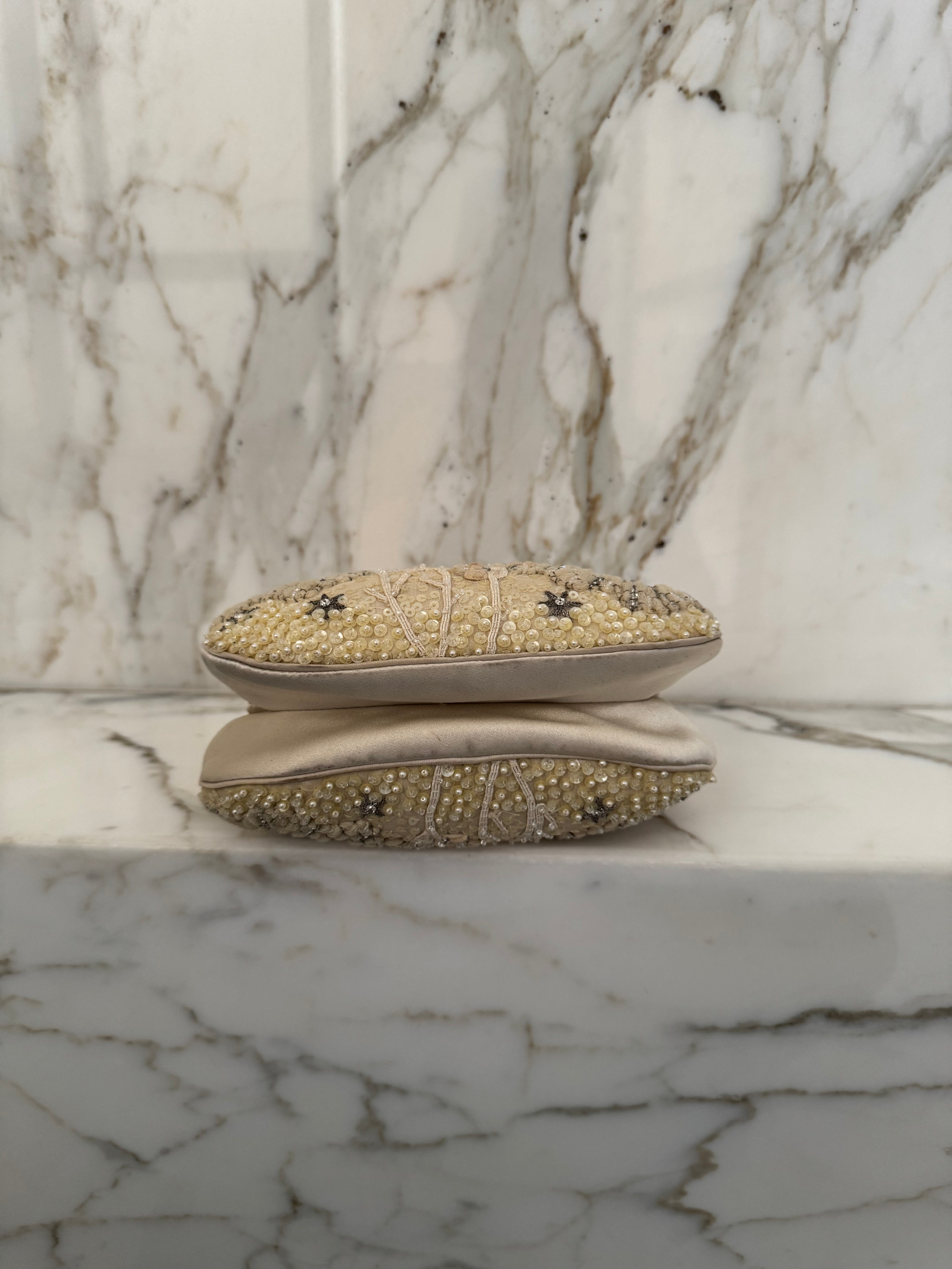 Vintage Cream Embellished Clutch