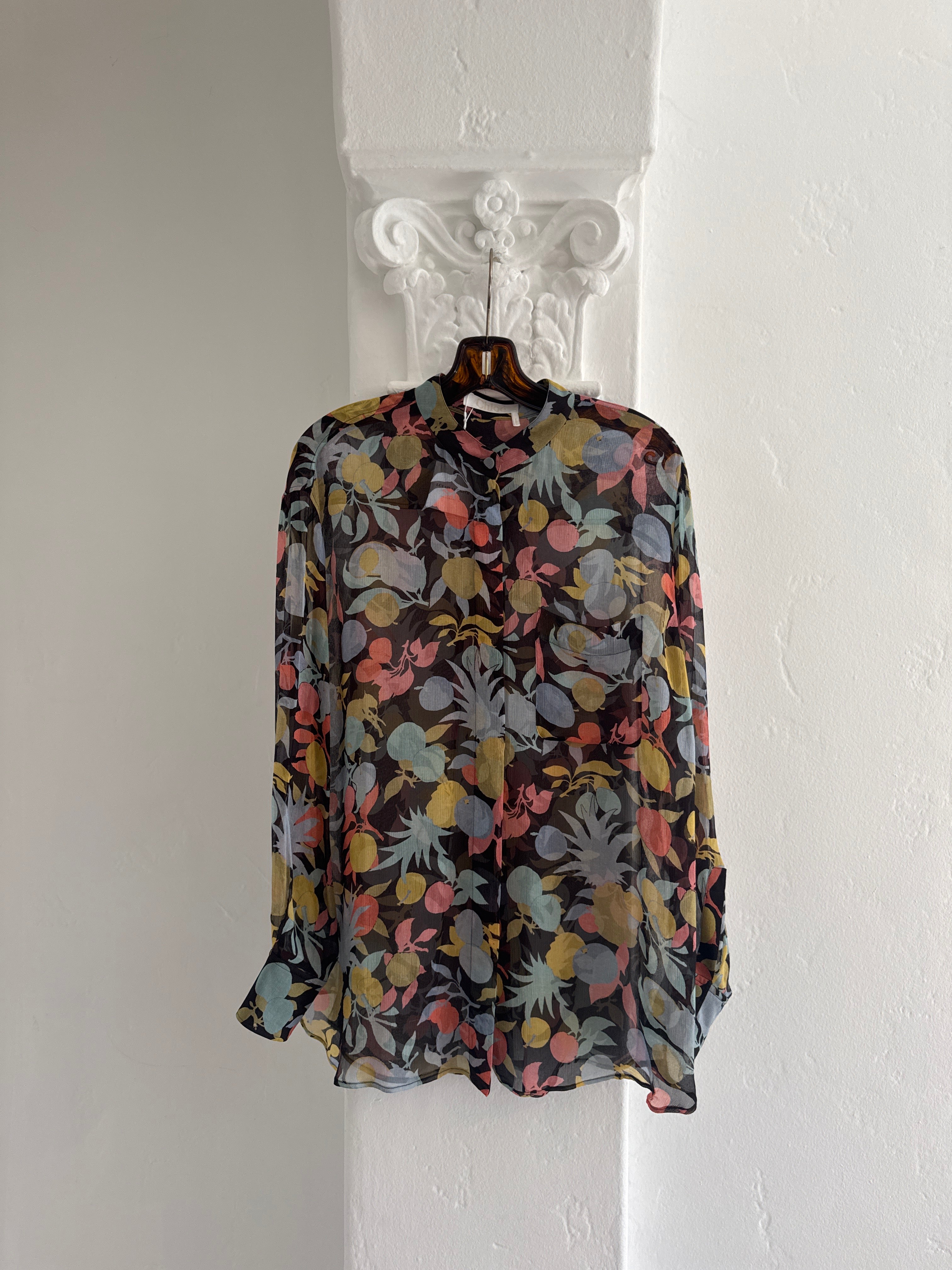 Fruit and Floral Chiffon Shirt