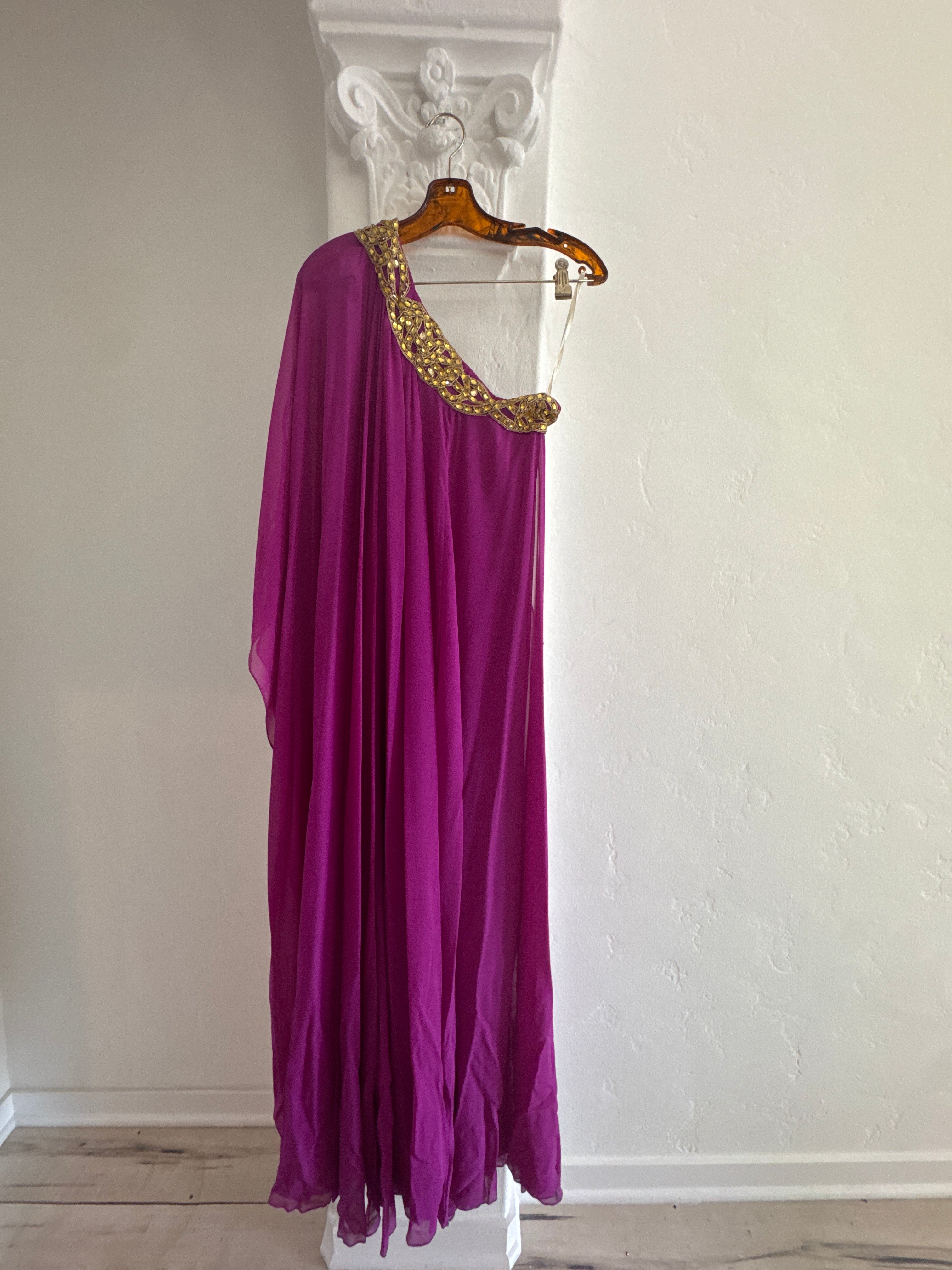 Fucshia One Shoulder  Caftan