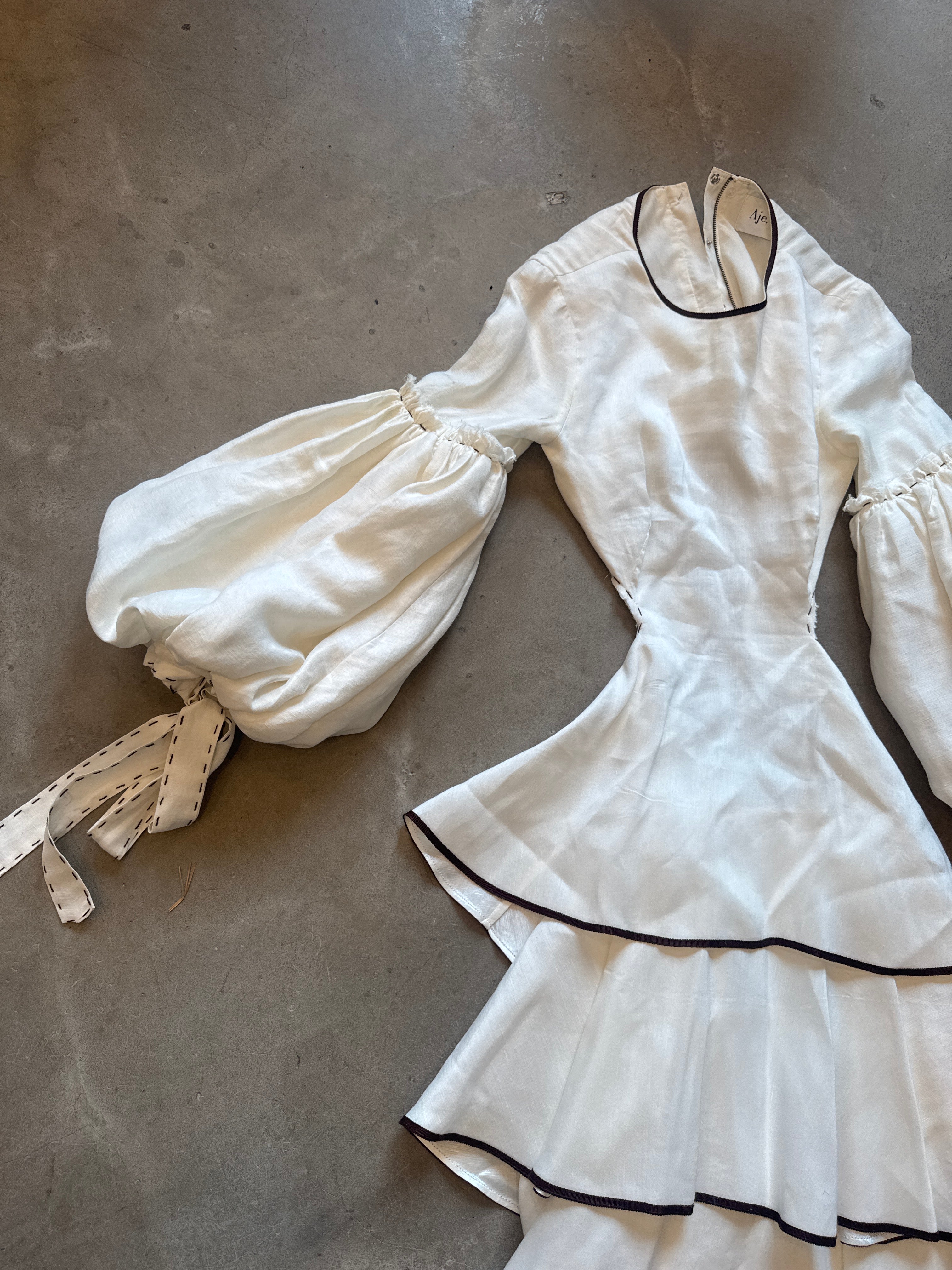 White Romantic Linen Tiered Dress