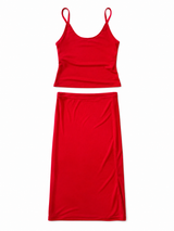 Red Top And Skirt Set