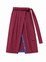 Burgundy Poplin Wrap Skirt