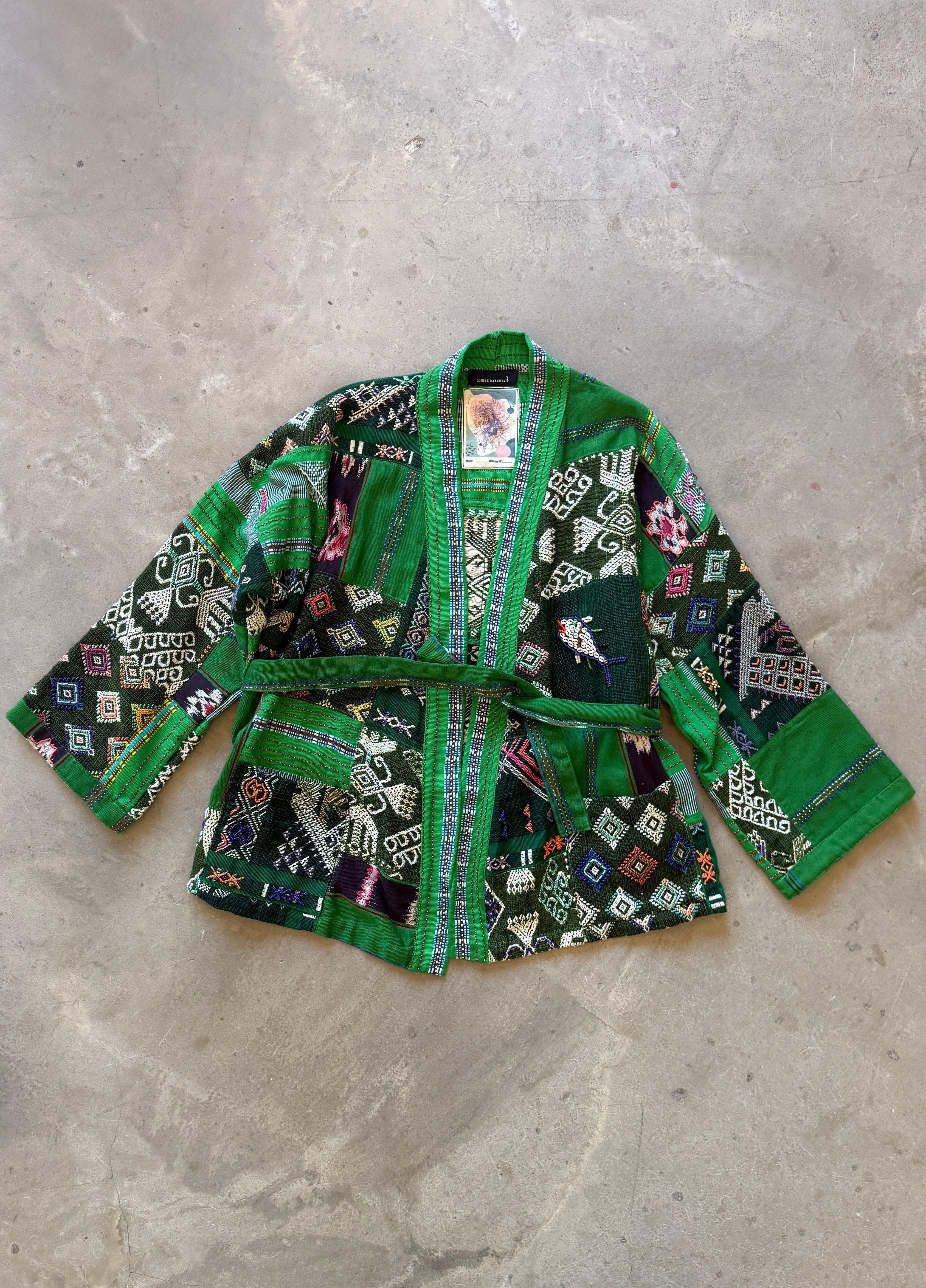 Green Patchwork vintage Kimono Jacket