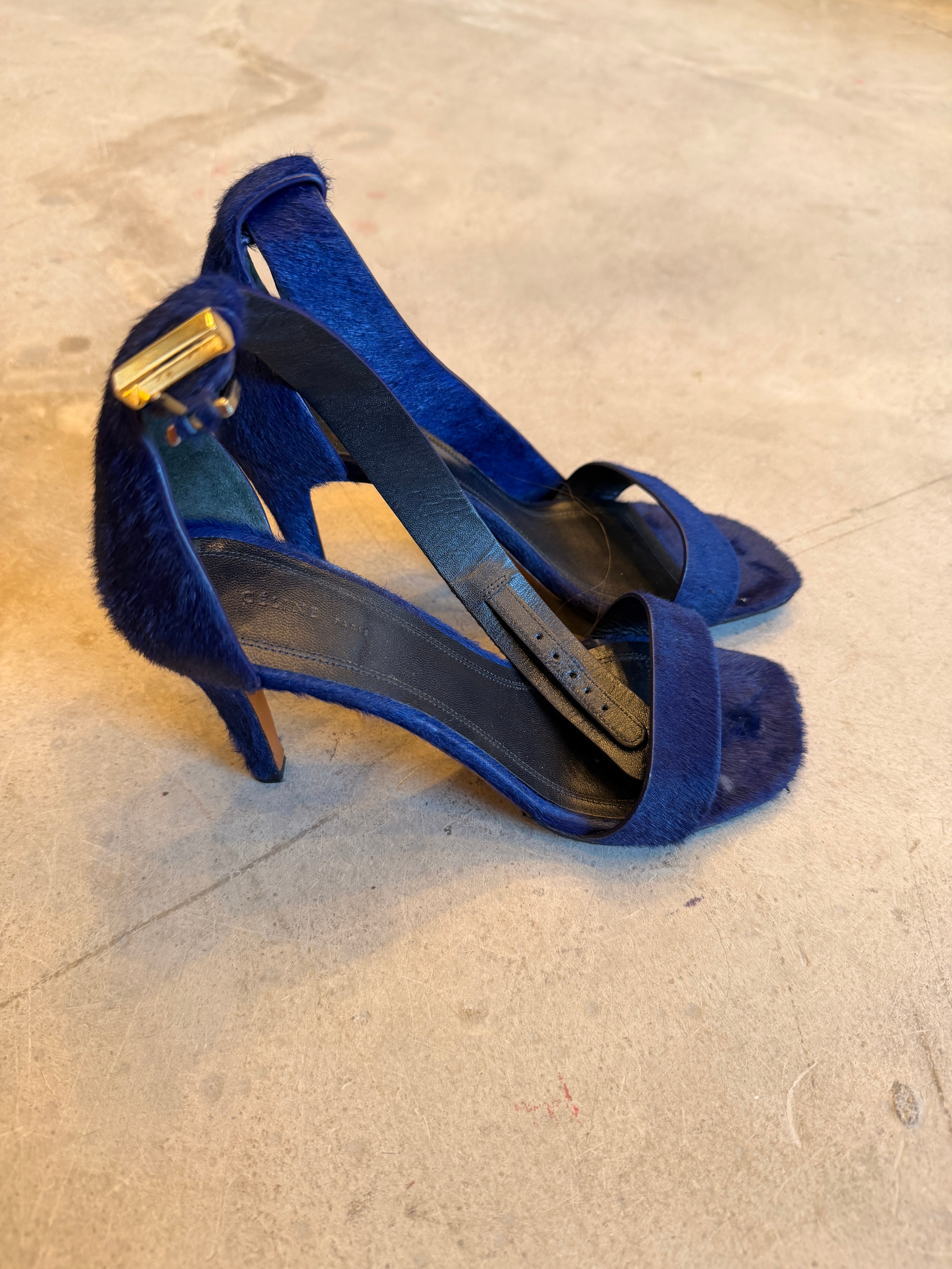 Royal Blue Pony Hair Sandals