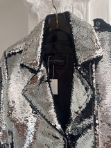 Silver Sequins Moto Jacket