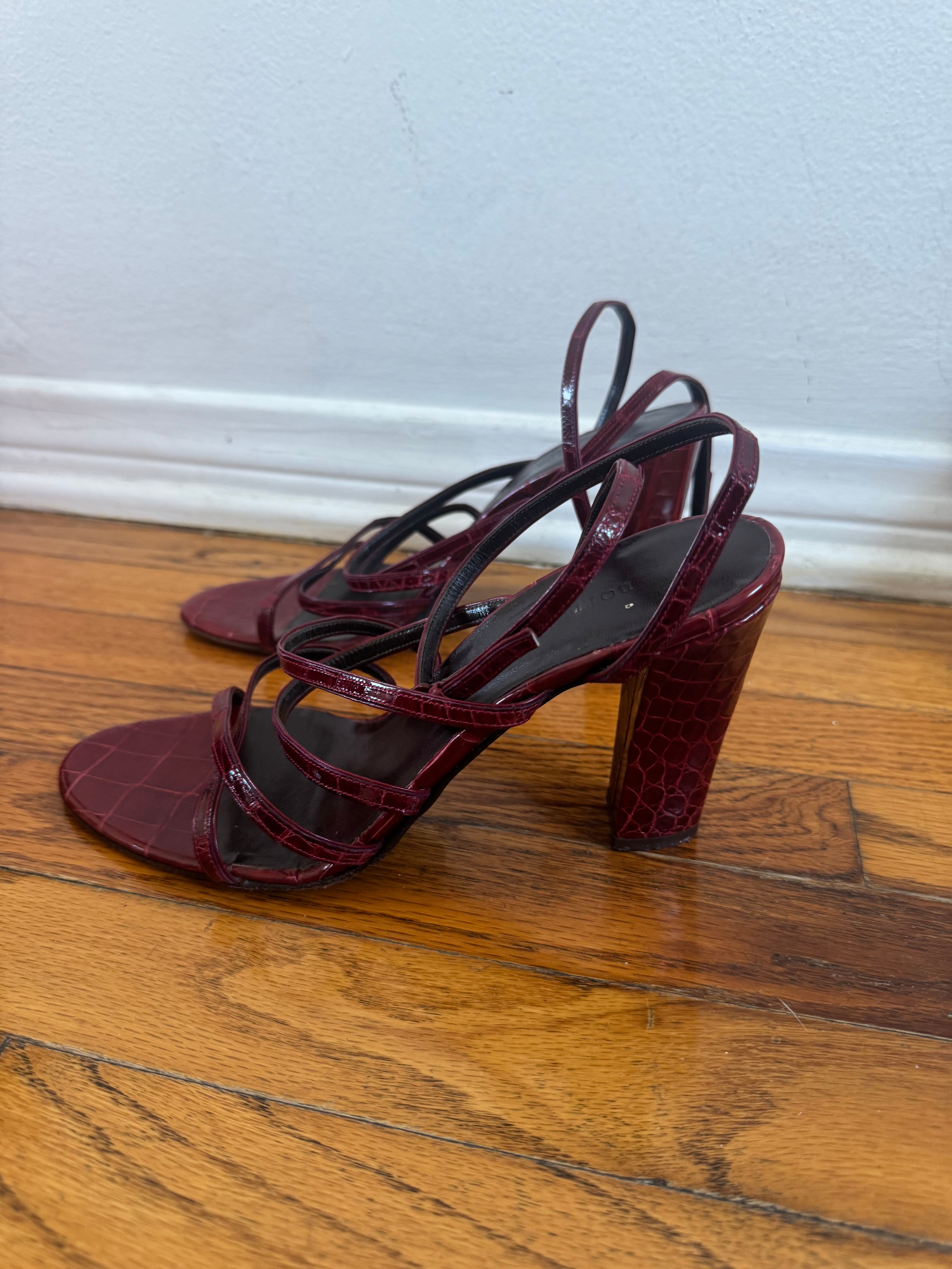 Crocodile Red Strappy Heels (37.5)
