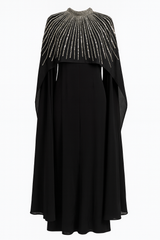 Silk Dress with Crystal Embellished Cape