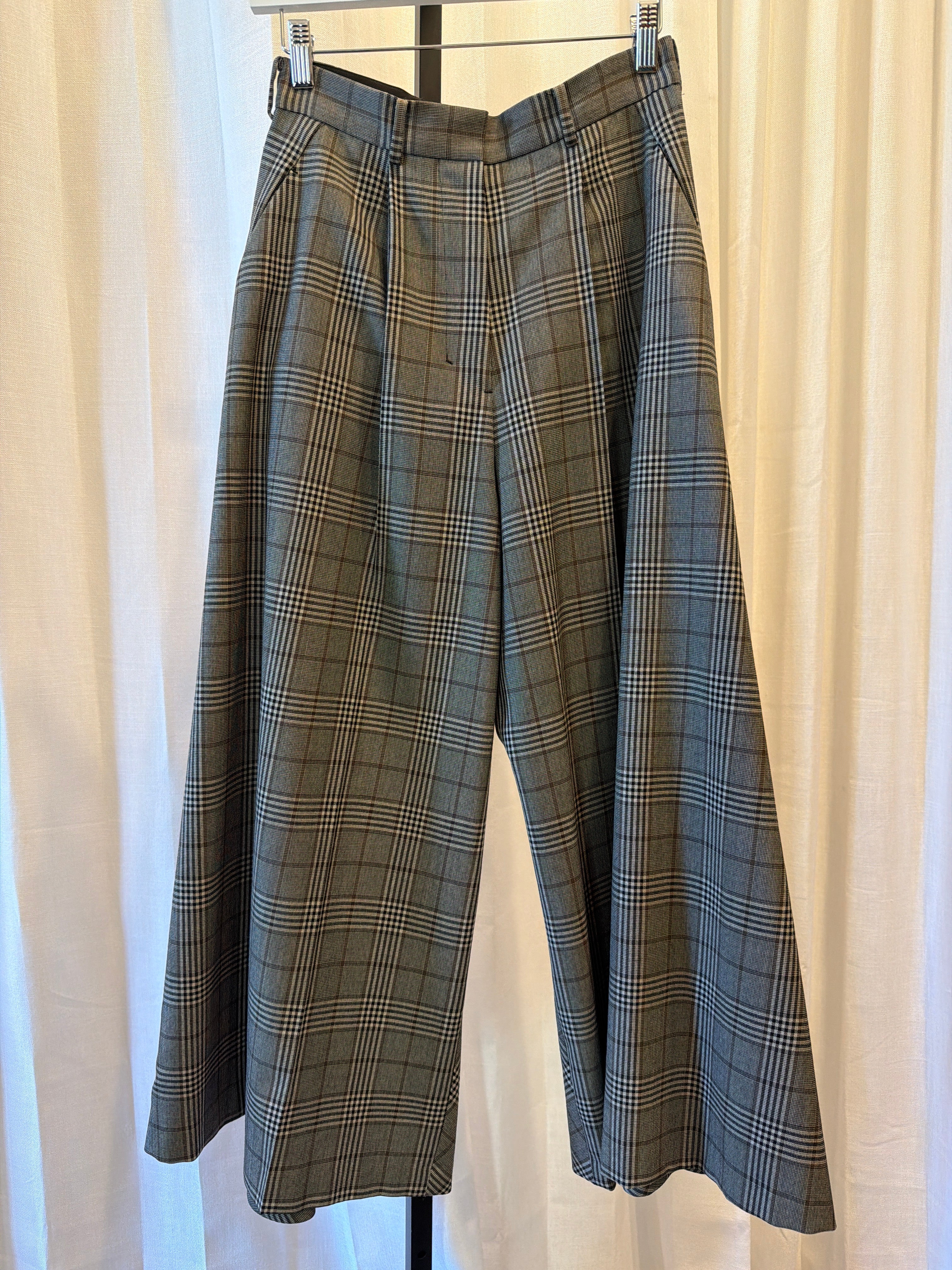 Plaid Wide Leg Wool Pants