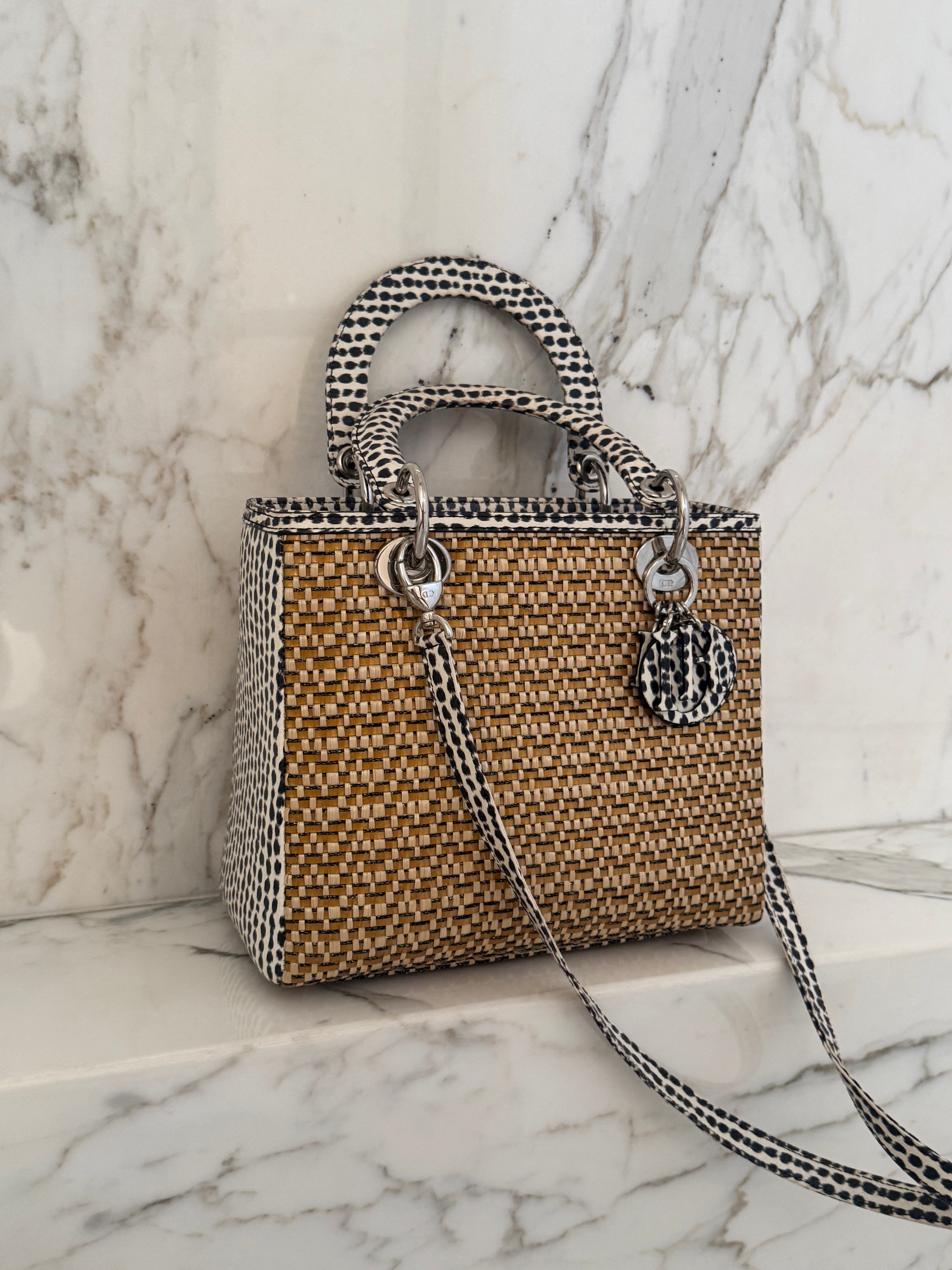 Lady Dior in Woven Bamboo and Water Snake