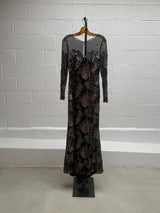 Black and metallic floral gown