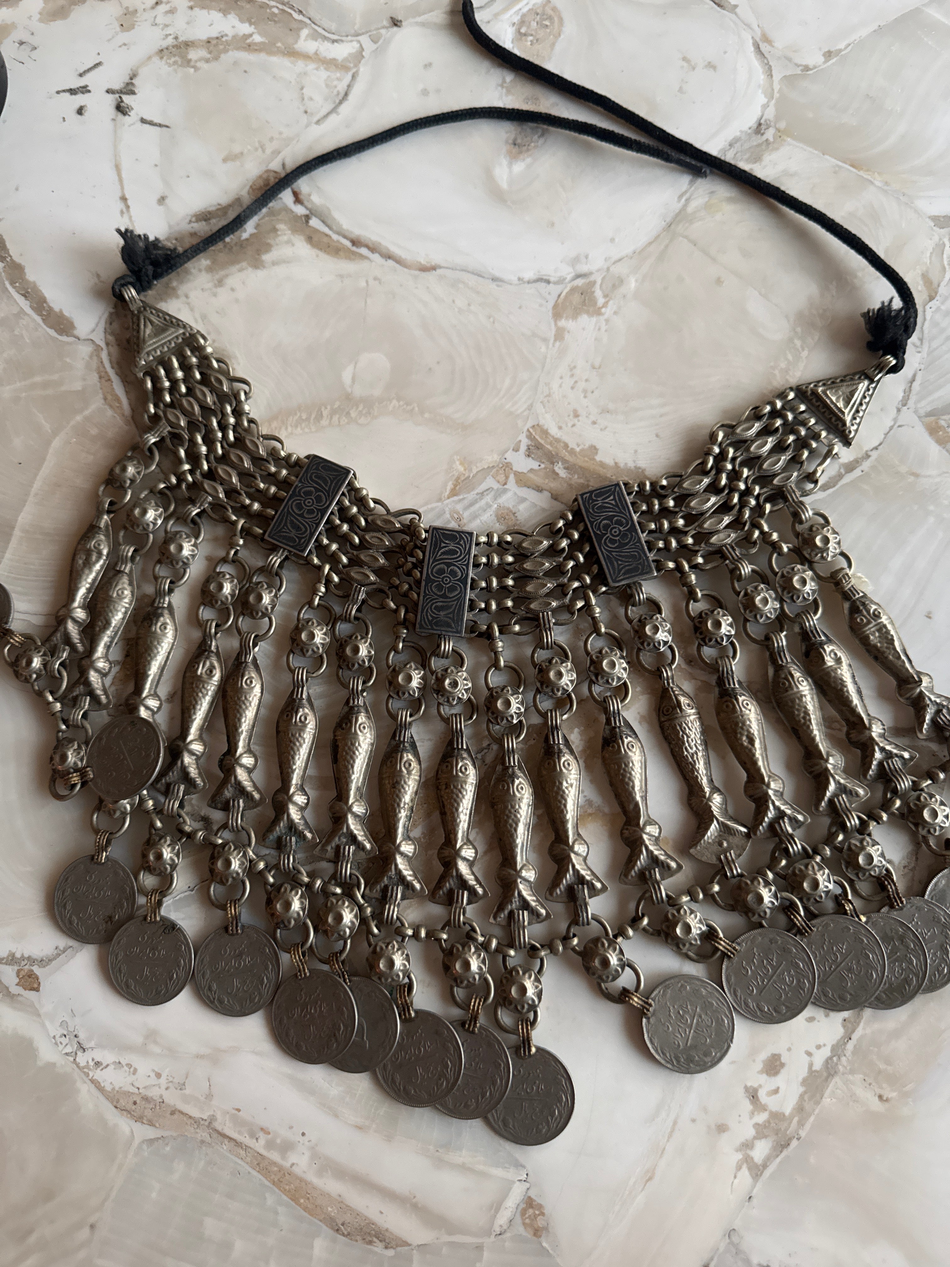 Silver Fish Coin Necklace
