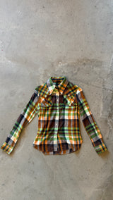 Vintage Green and Orange Plaid Shirt