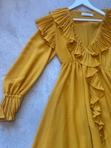 Romantic Mustard Ruffle Dress