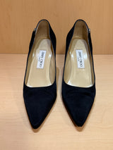 Black Satin Pumps with Crystal Embellishment (39)