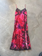Pink and Black Silk Slip Dress