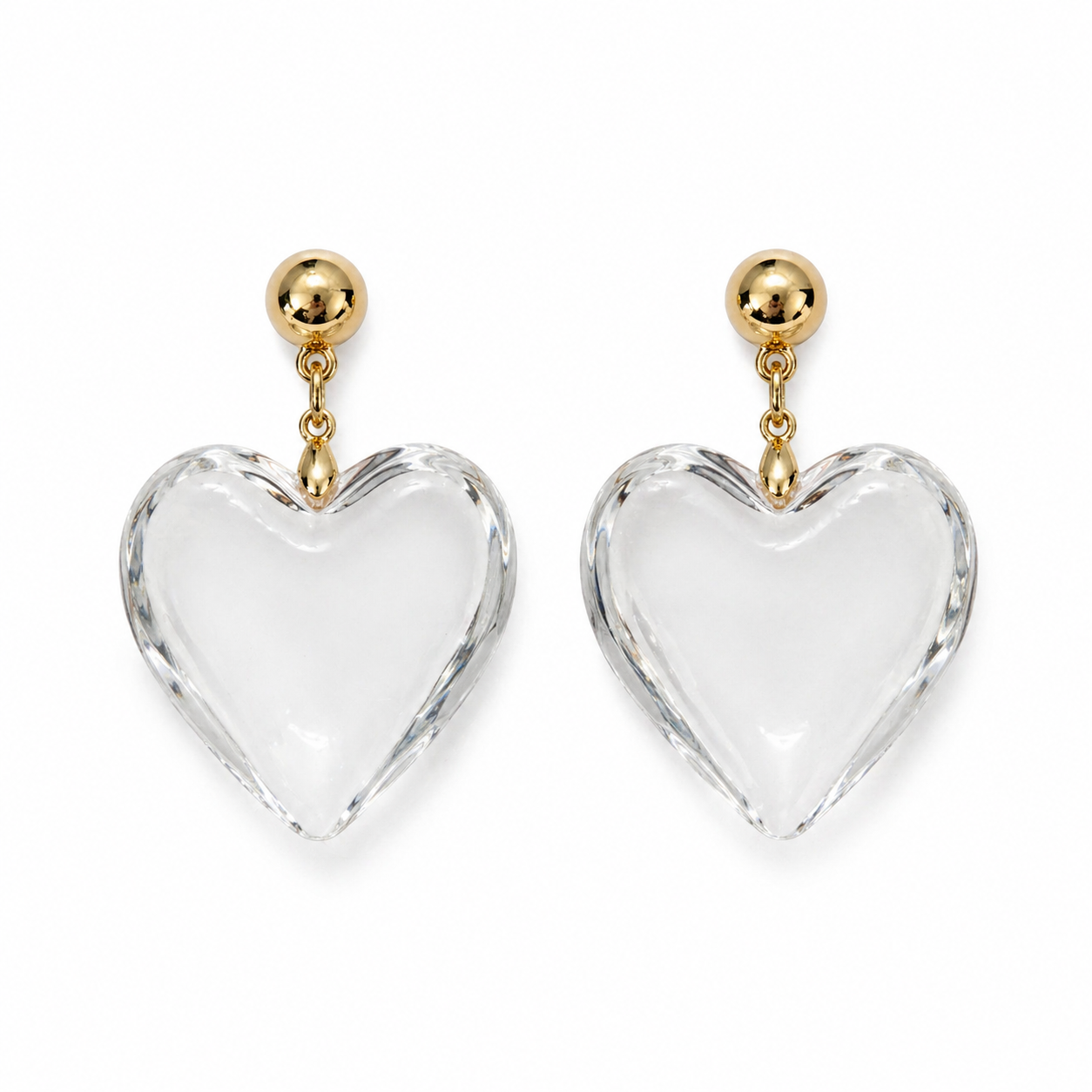 Clear Glass Heart Earrings 1980’s