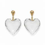 Clear Glass Heart Earrings 1980’s