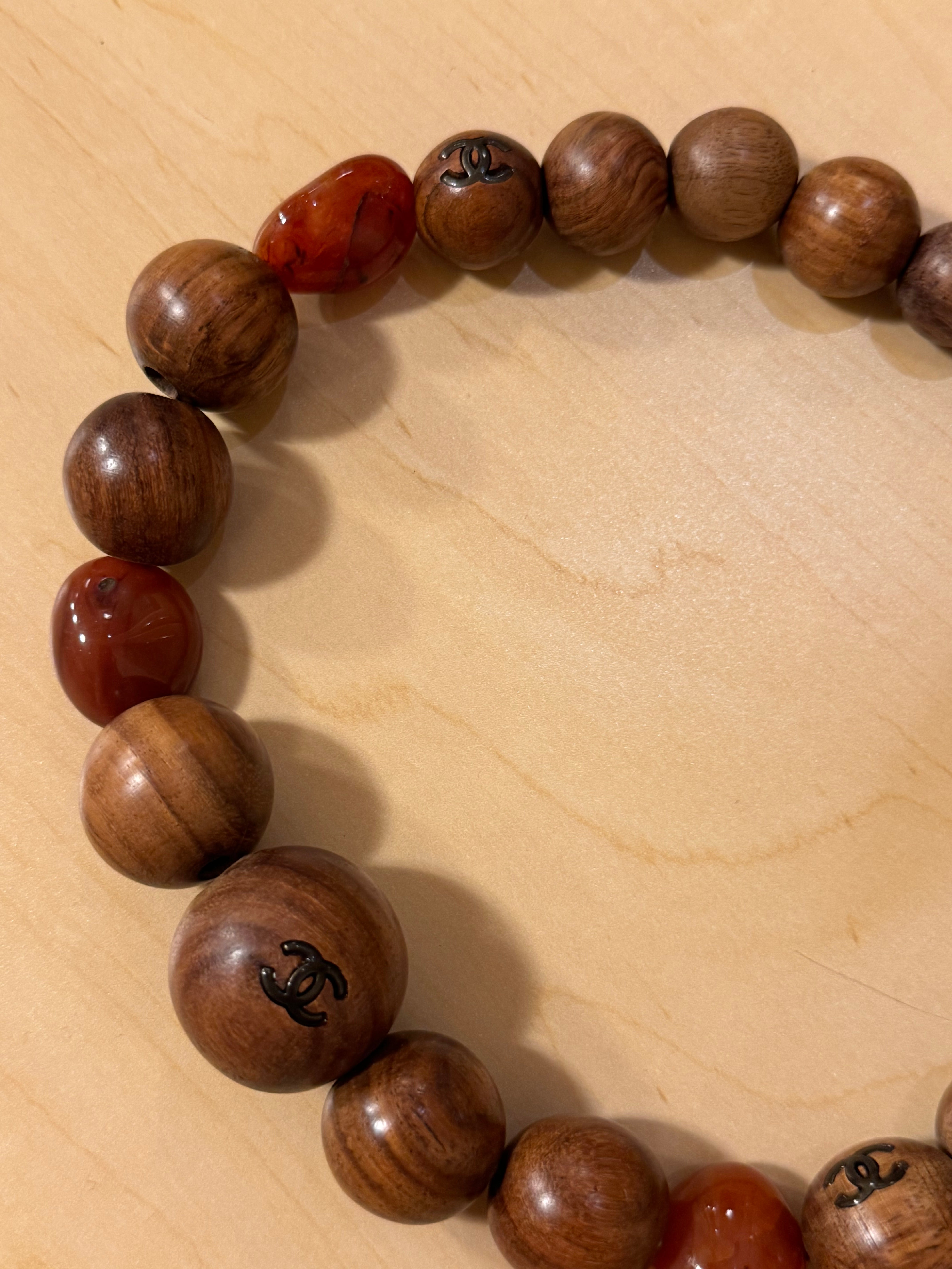 Wood and Agate Beaded Necklace 1998