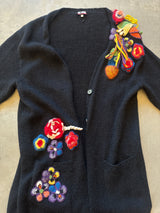 Alpaca & Wool Cardigan with Floral Embroidery