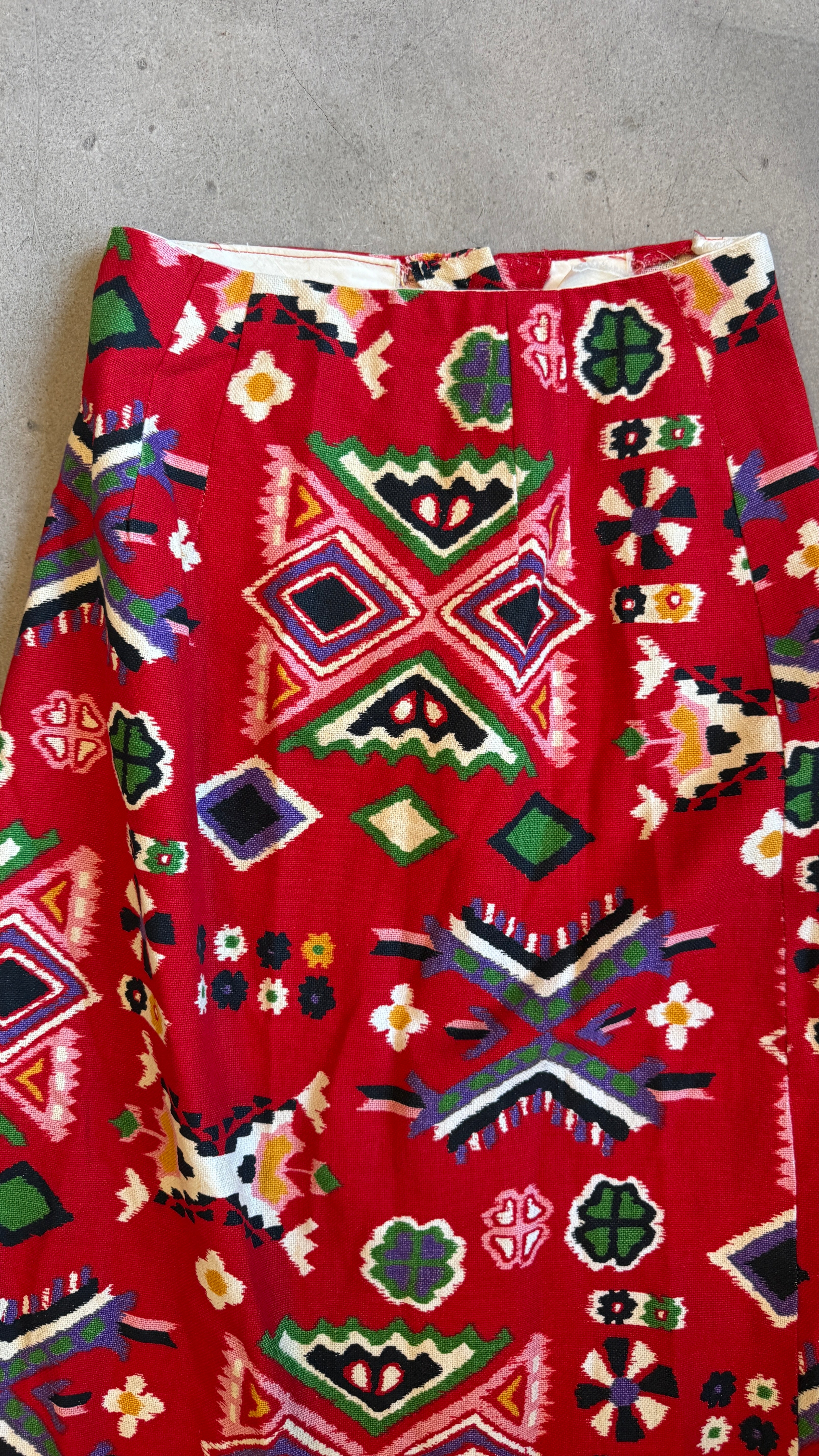 Red Tribal Geometric Skirt
