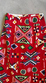 Red Tribal Geometric Skirt