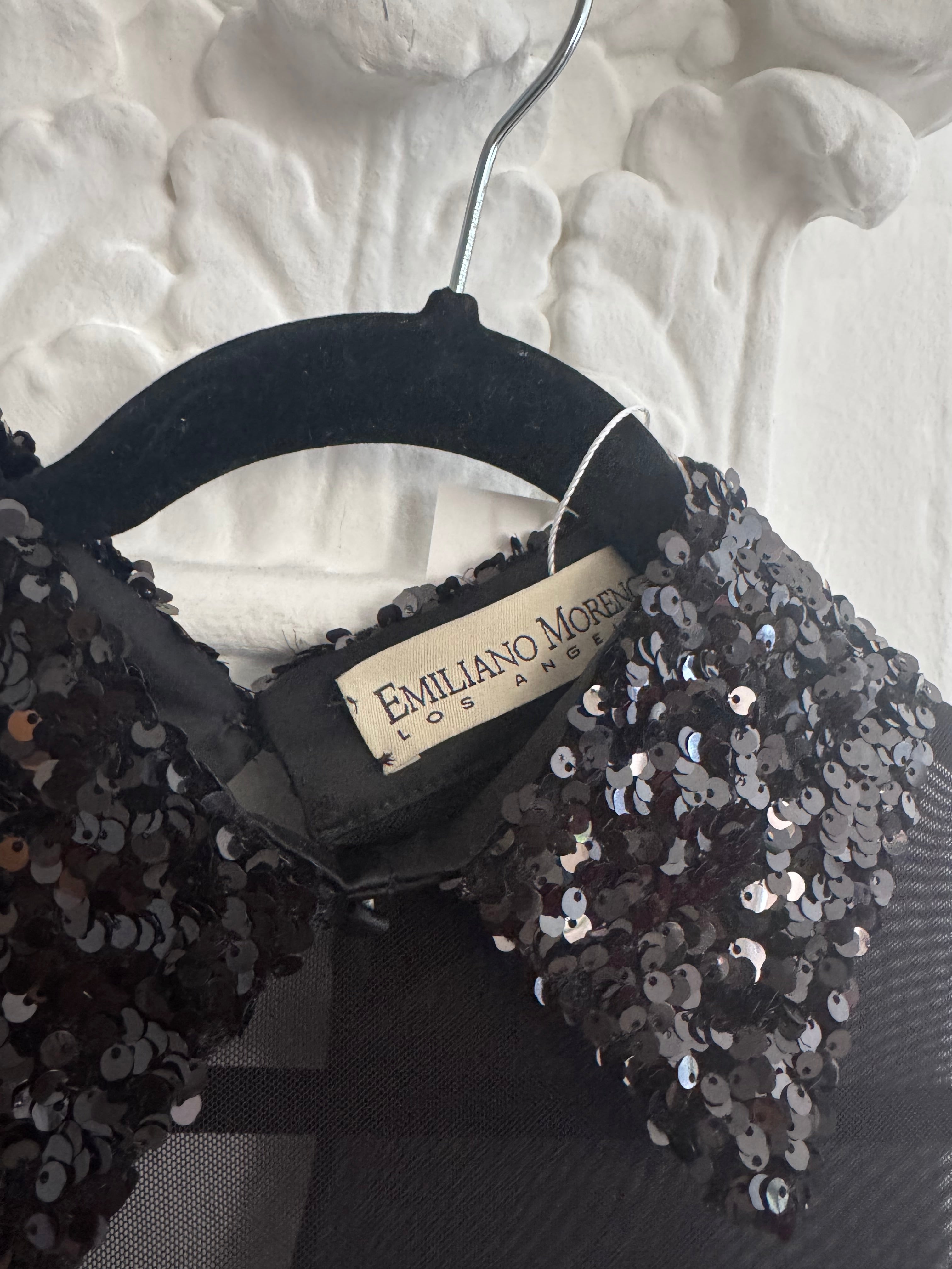 Sheer BodySuit with sequins Collar