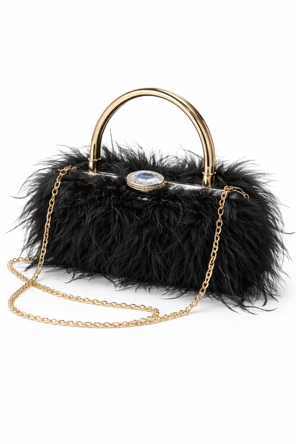 Feather Purse with Diamanté closure