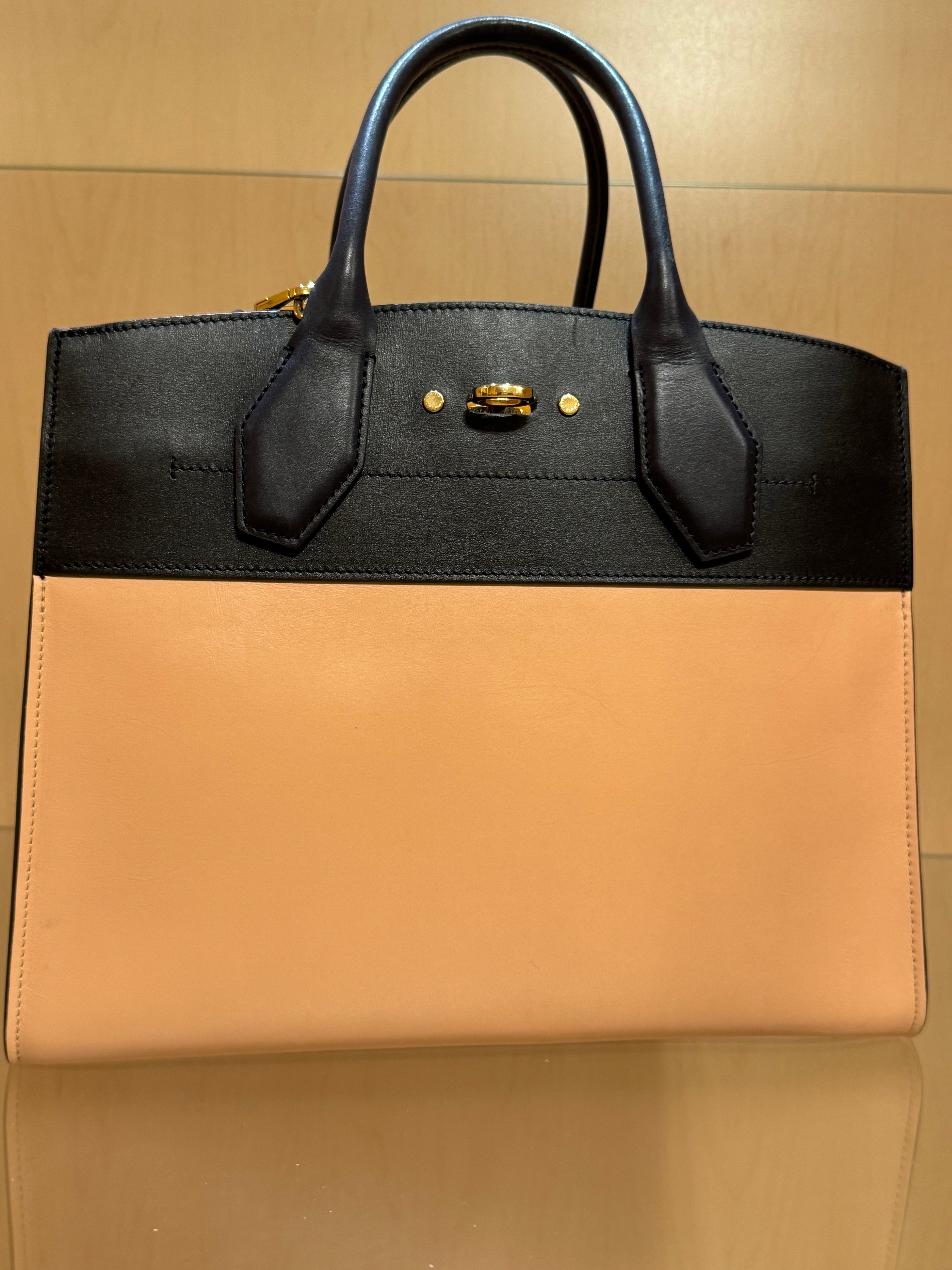 Tan and Black City Steamer MM Gold Hardware