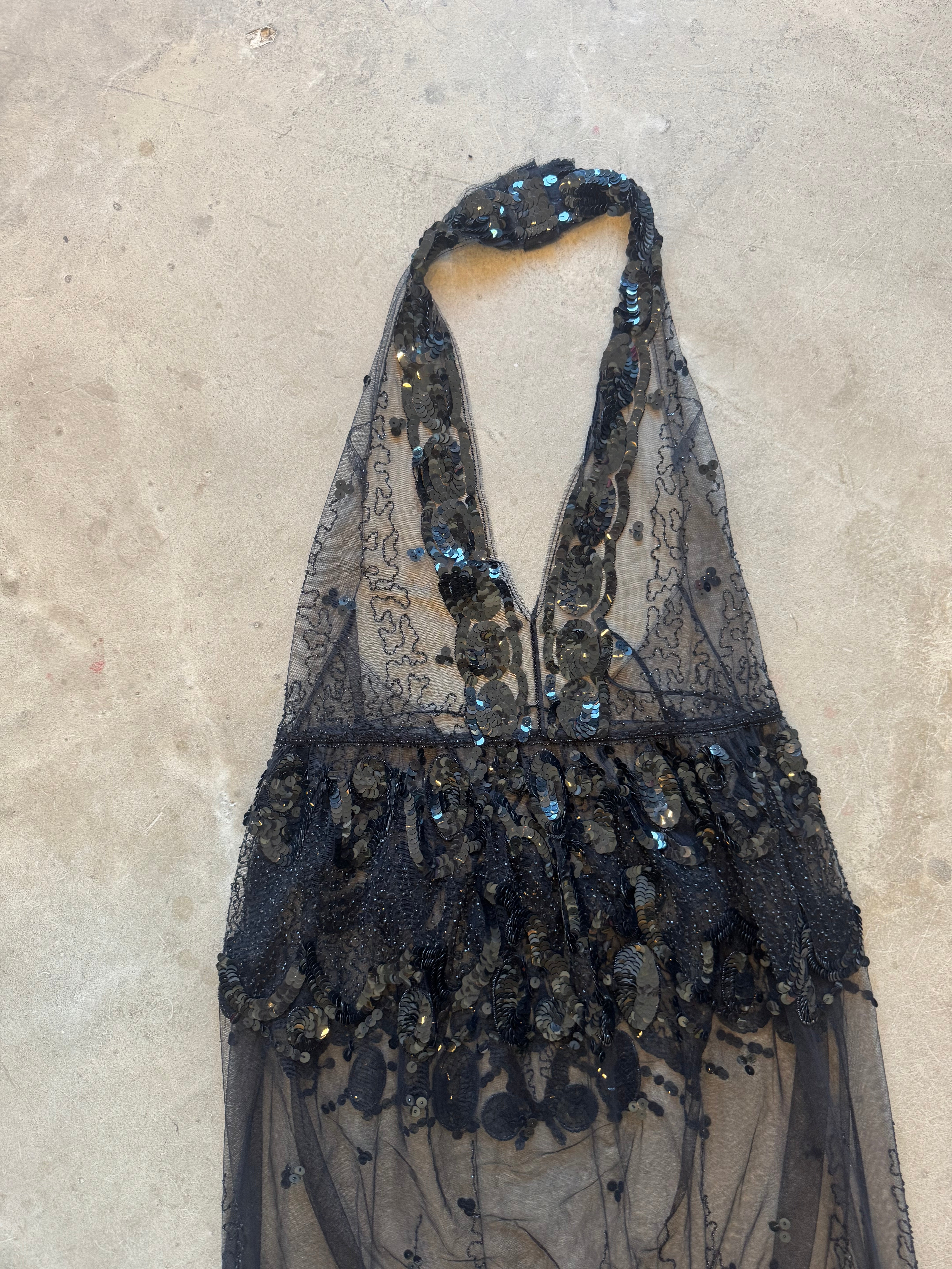 Vintage Black Beaded Dress