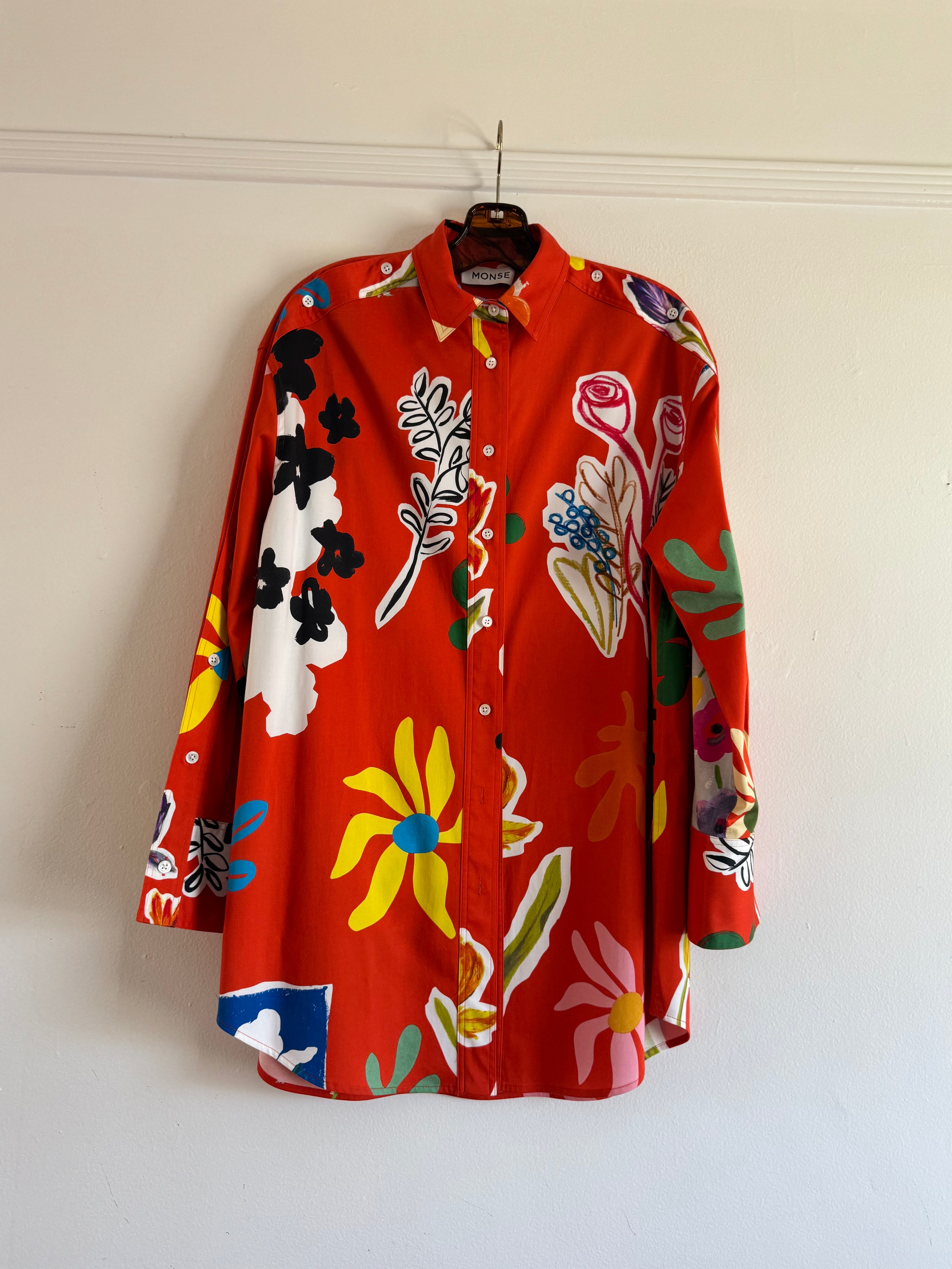 Orange Shirt with Flowers