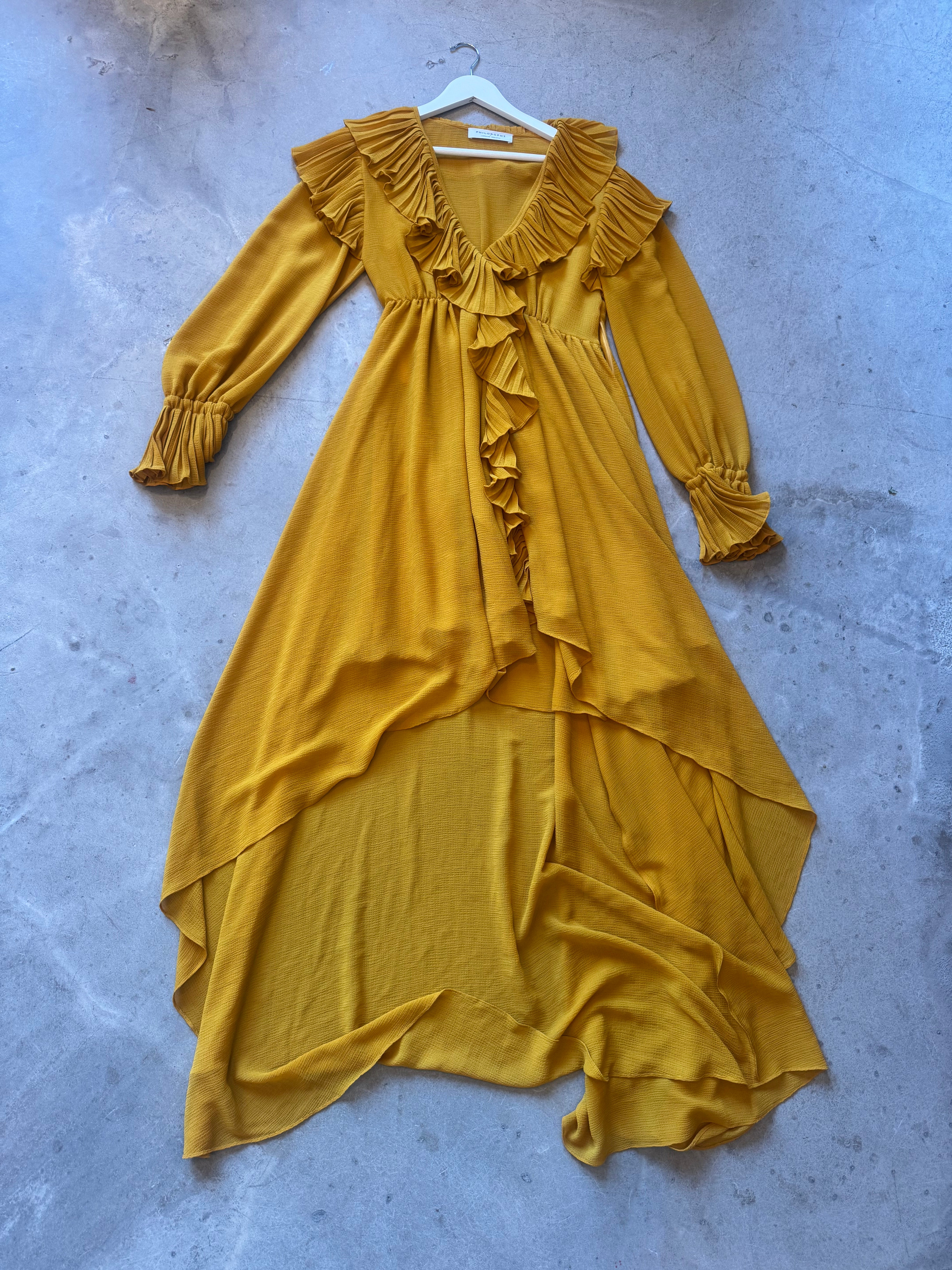 Romantic Mustard Ruffle Dress