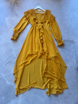 Romantic Mustard Ruffle Dress