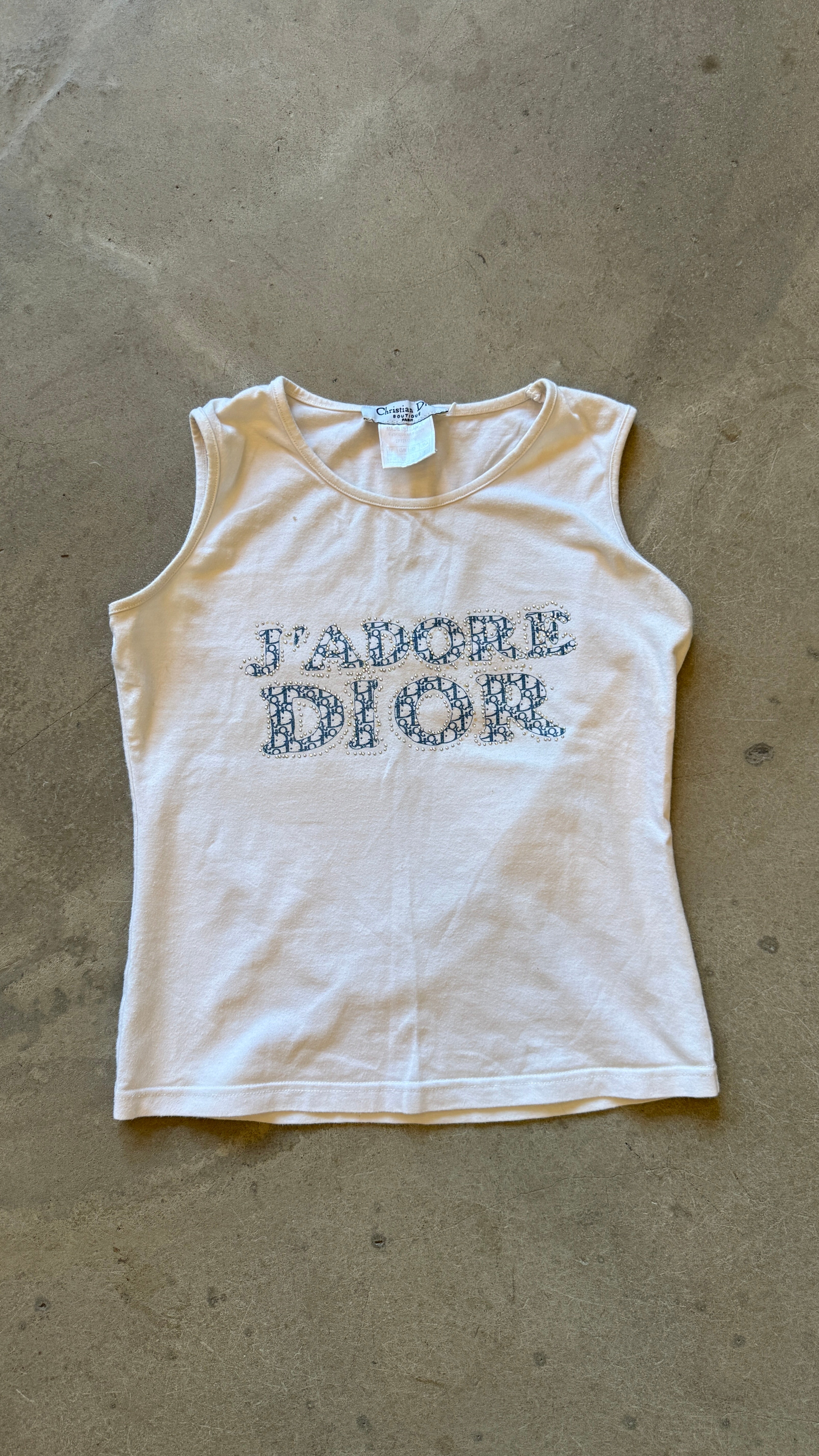 Early 2000s "J'Adore Dior" Rhinestone Tank