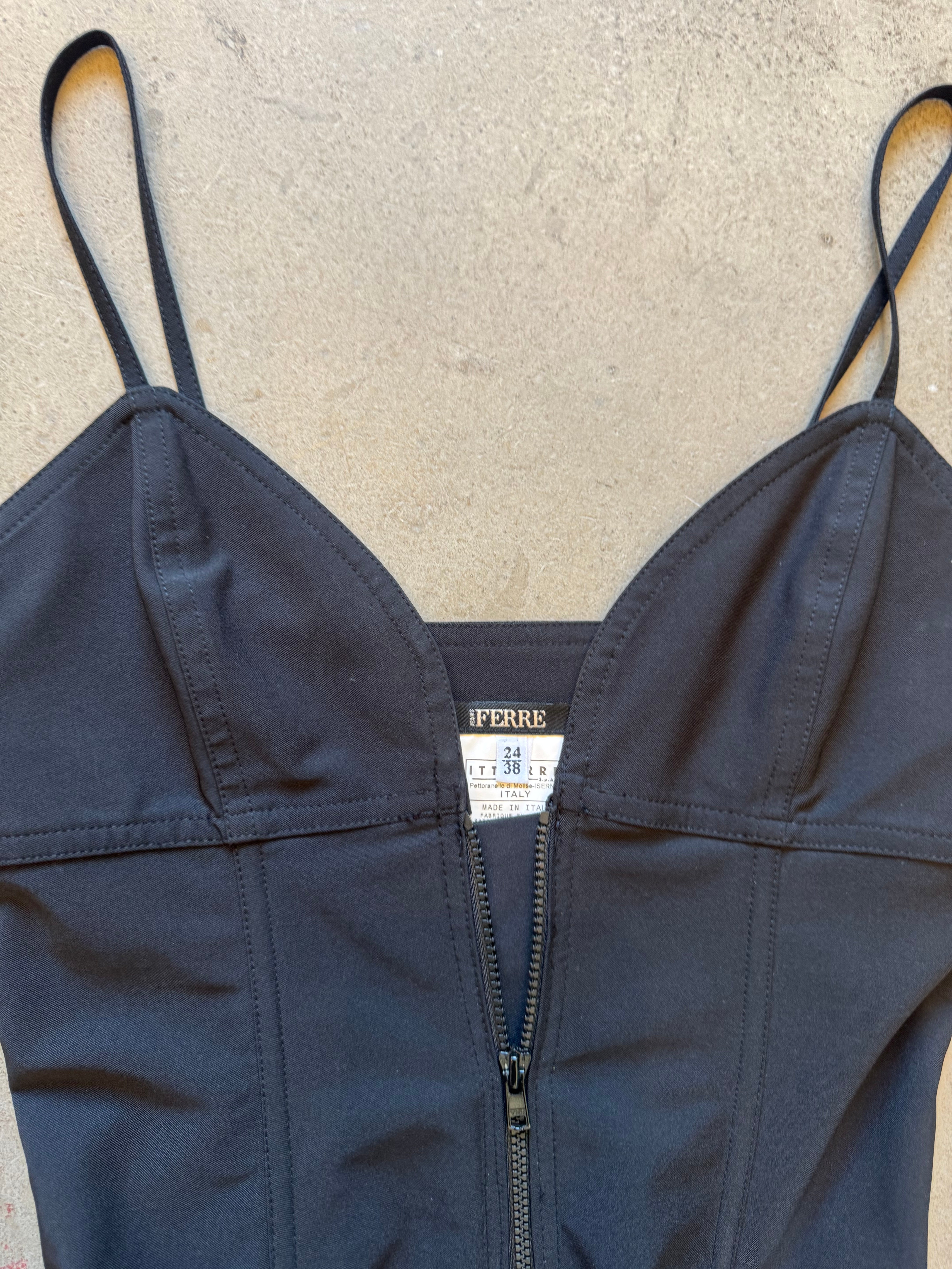 Vintage Black Body Con Dress with Zip