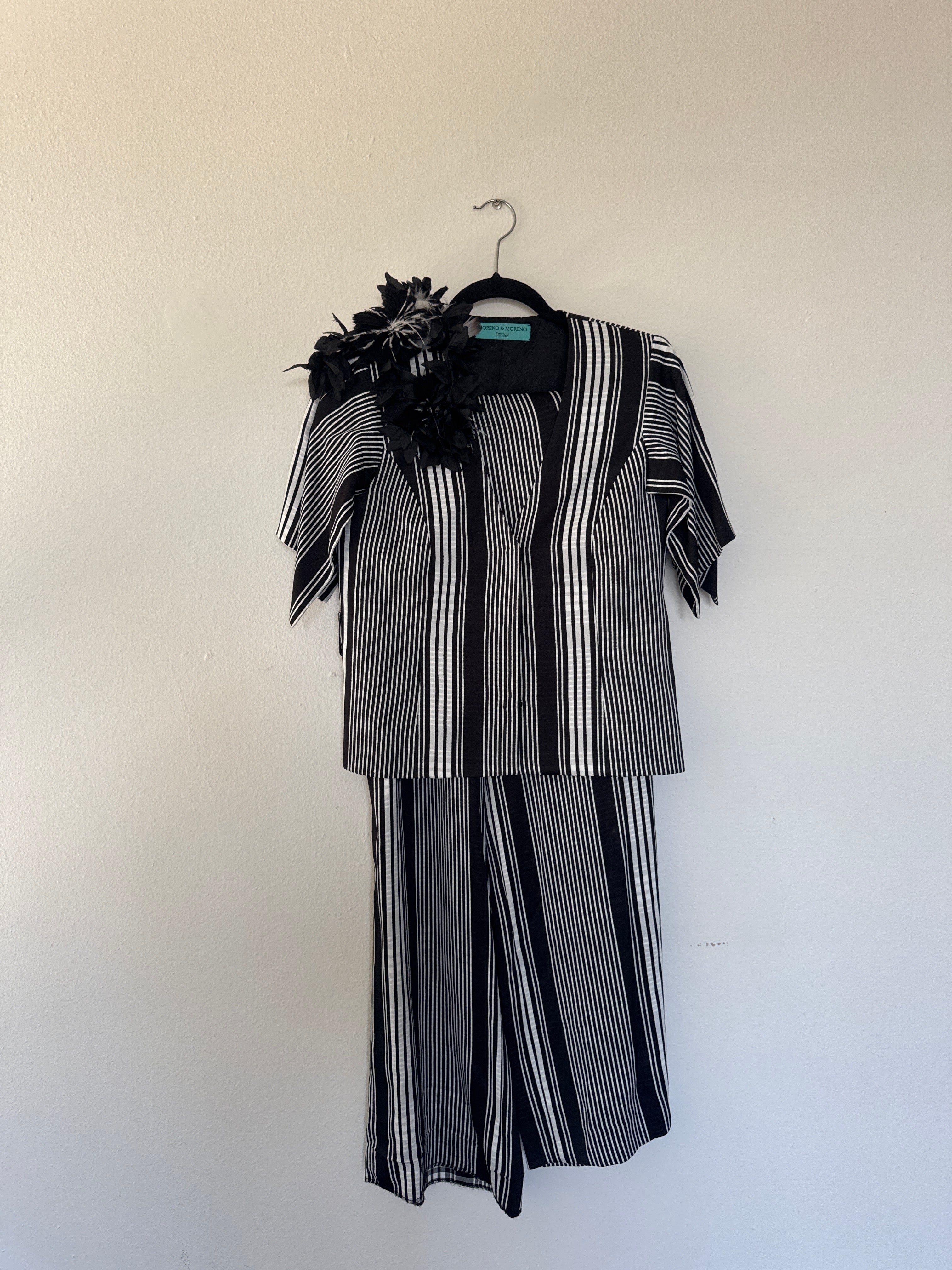 Stripe Set with Feather Detailing