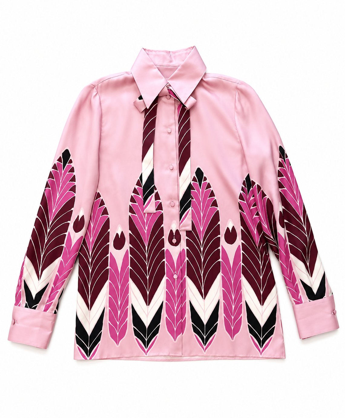 Pink Feather Print Blouse