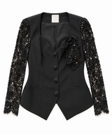 Black Sequin Beaded Blazer
