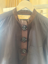 Two Tone Shift Dress with Crystal Buttons